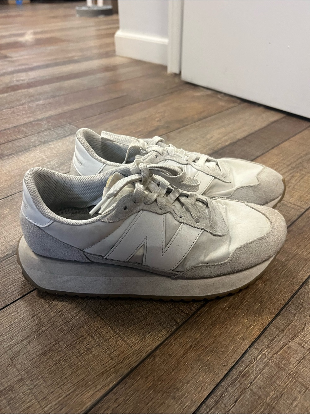 New Balance Women's Athletic Sneakers in Light Gray and Off-White